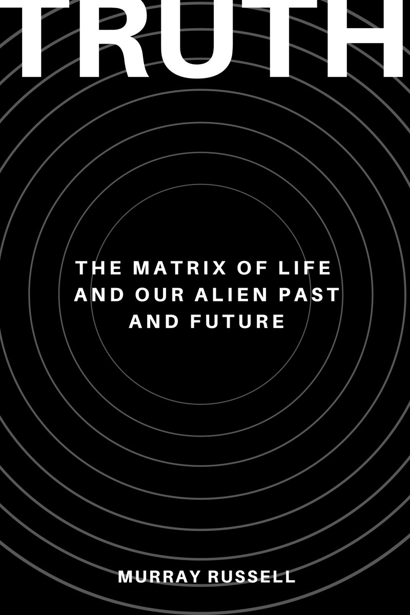 The cover of TRUTH by Murray Russell, white type on black with concentric rings